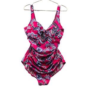 Talbots paisley one piece swimsuit size 14 colorful bright beach